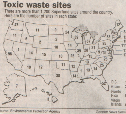 Image; There are more than 1,200 Superfund sites around the country. Here are the number of site in each state: